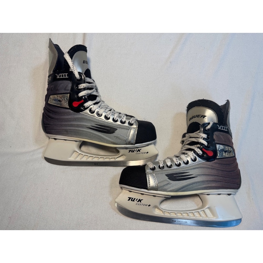Bauer Vapor VIII Ice Hockey Skates Tuuk Custom+ Holders Silver Black Mens